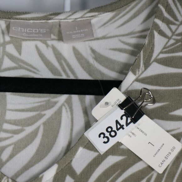 NEW Chicos Travelers Dress Womens Size 1 8 10 Green Asymmetrical Slinky Stretch - Picture 11 of 11